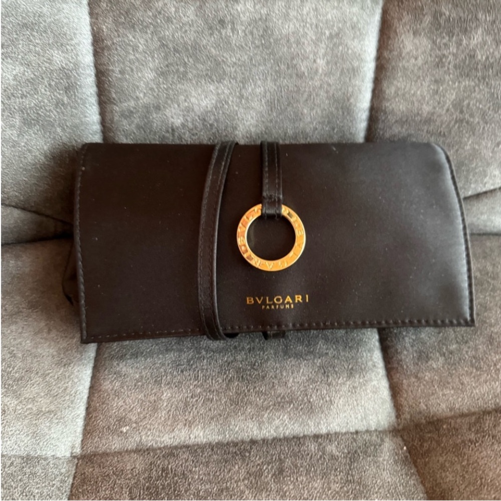 Bvlgari perfume Black satin Clutch Bag